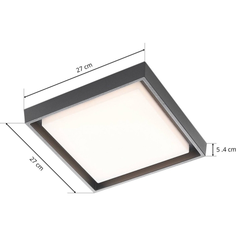 Lucande - Birta LED Square Buiten Plafondlamp 27x27 Dark Grey