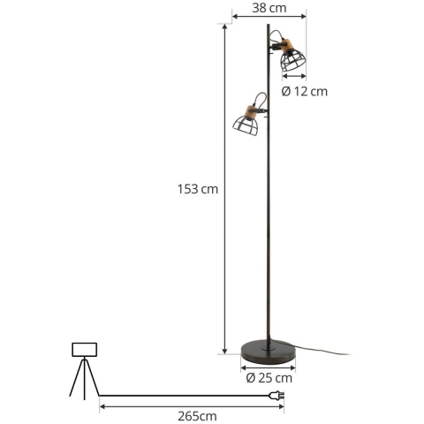 Lindby - Arinthea Vloerlamp Wood/Black