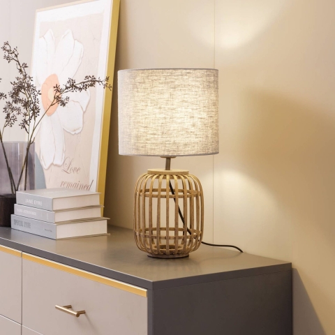 Lindby - Marzanna Tafellamp Grey/Wood