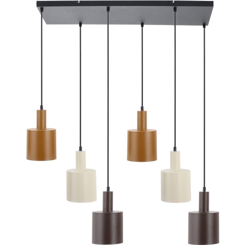 Lindby - Ovelia 6 Hanglamp Black/Brown/Beige