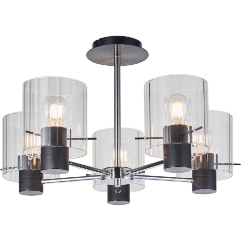 Lucande - Eirian 5 Plafondlamp Clear/Black