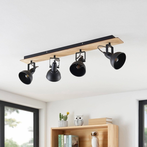 Lindby - Aylis 4 Plafondlamp Black/Wood