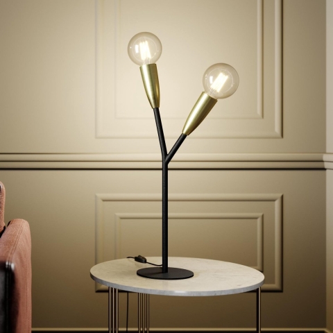 Lucande - Carlea 2 Taffellamp Black/Brass