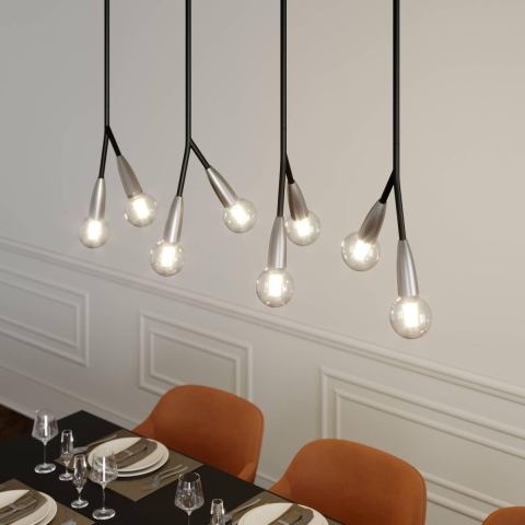 Lucande - Carlea 8 Hanglamp Black/Nickel