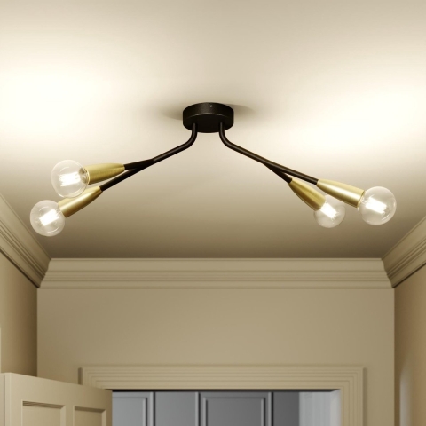Lucande - Carlea 4 Plafondlamp Black/Brass