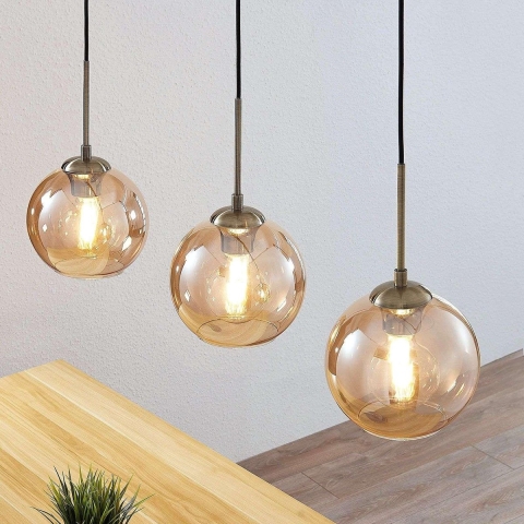 Lindby - Sofian Hanglamp Amber/Brass