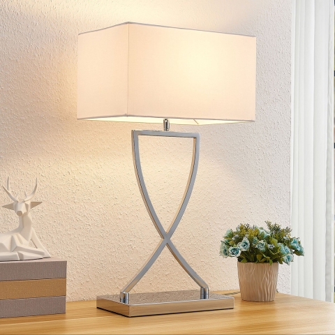 Lucande - Evaine Taffellamp Chrome/White