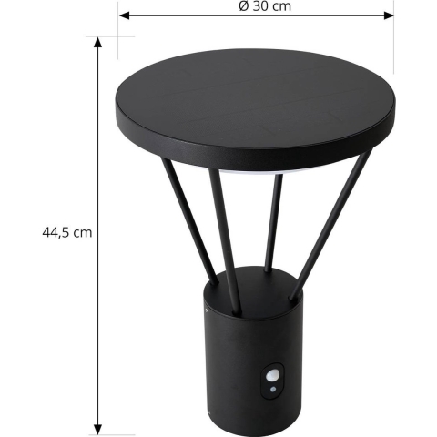 Lucande - Elario Zonnecel Lamp W/Sensor H44,5 Zwart