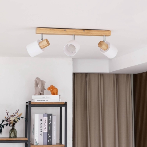 Lindby - Wanessa 3 Plafondlamp Wood/White