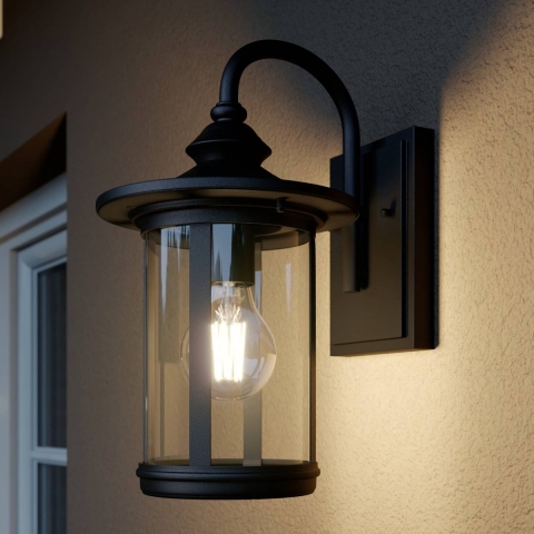 Lindby - Zayn Buiten Wandlamp Black/Clear
