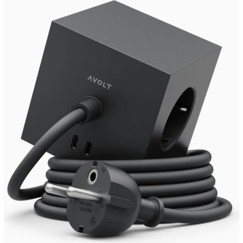 AVOLT - Square 1 w/30W Dual USB-C & Magnetic Basis 3m Stockholm Zwart