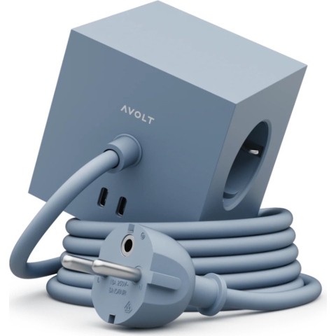 AVOLT - Square 1 w/30W Dual USB-C & Magnetic Basis 3m Shark Blauw