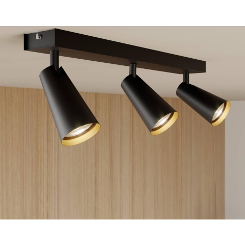 Lucande - Angelina 3 Plafondlamp Black/Gold