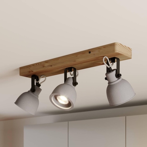Lindby - Mirka 3 Plafondlamp Grey/Dark Wood