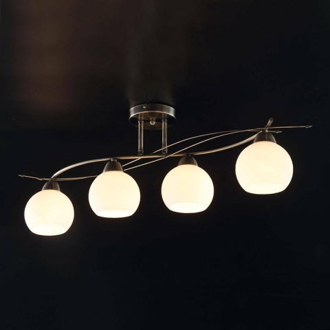 Lindby - Leanda 4 Plafondlamp Opal/Antique Brass