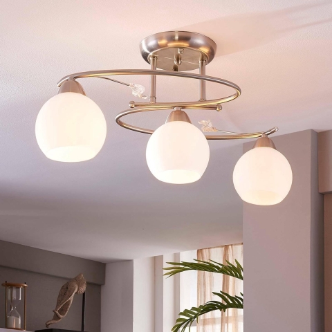 Lindby - Svean 3 Plafondlamp White/Nickel