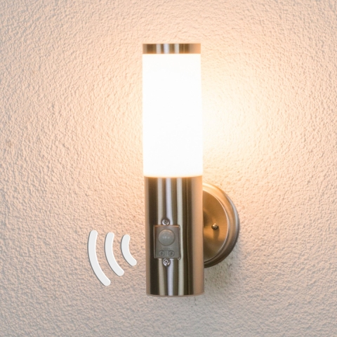 Lindby - Kristof Buiten Wandlamp w/Sensor Steel