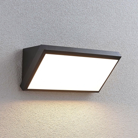 Lindby - Abby Buiten Wandlamp w/Sensor Dark Grey/White