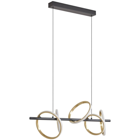 Lucande - Madu LED Hanglamp L92,5 Zwart/Goud/Wit