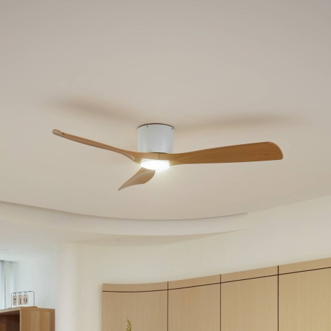 Lucande - Moneno LED Plafondventilator Wit/Hout