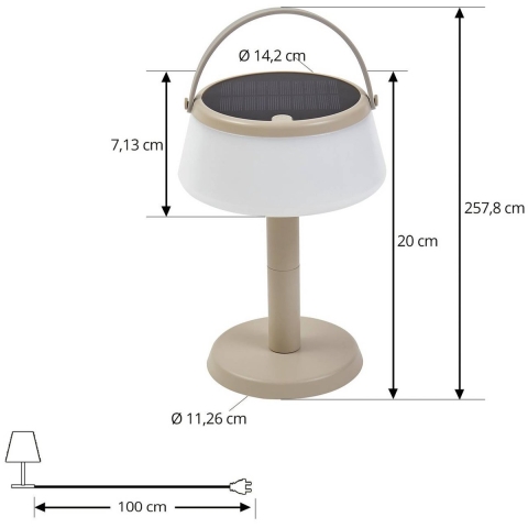 Lindby - Mikkel Portable Zonnecel Taffellamp Dim. Beige
