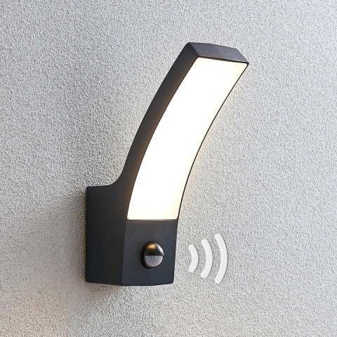 Lindby - Ilvita LED Buiten Wandlamp w/Sensor Anthracite