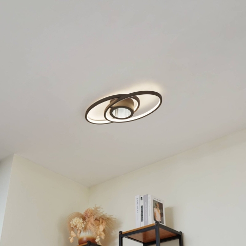 Lindby - Thalina LED Plafondlamp 60cm Zwart/Wit