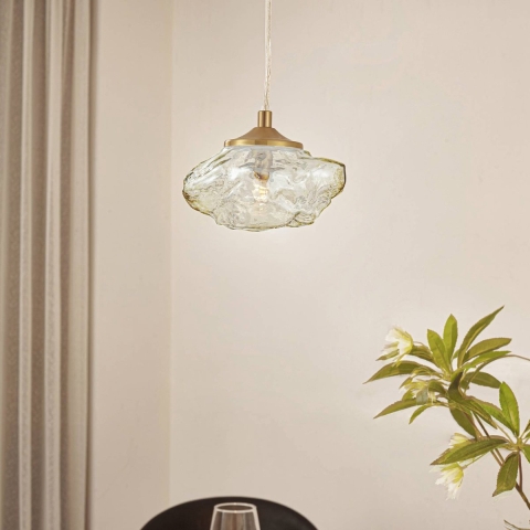 Lindby - Piatra Hanglamp Amber/Geel Koper