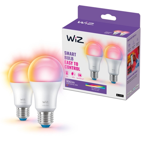 WiZ - Lichtbronnen Smart Color 8,5W 806lm 2200-6500K RGB 2-pack E27