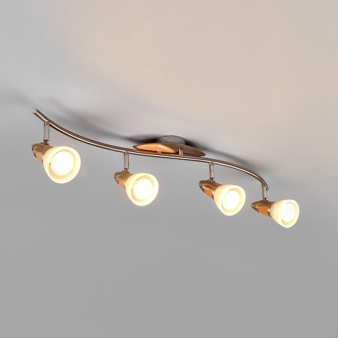 Lindby - Marena 4 Plafondlamp White/Nickel/Wood