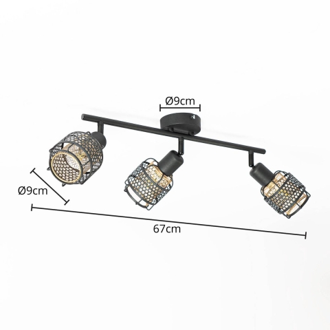 Lindby - Eudoria 3 Plafondlamp Black/Gold