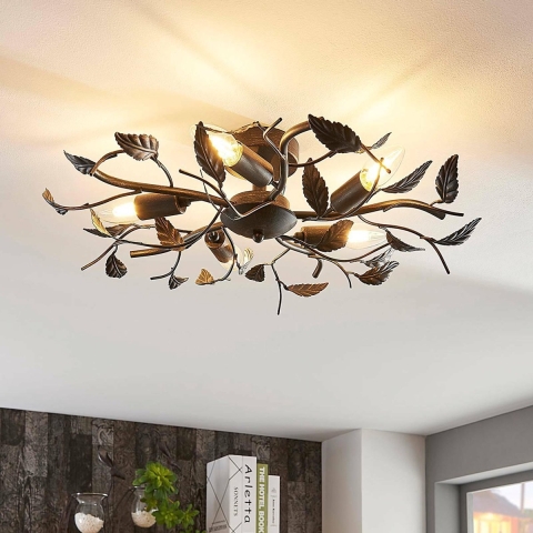 Lindby - Yos 5 Plafondlamp Black-Gold