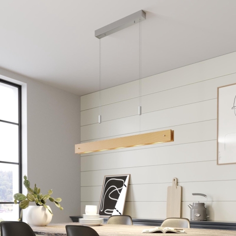 Lucande - Karinja Hanglamp Wood/Nickel