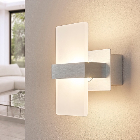 Lindby - Yorick LED Wandlamp Satin White/Brushed Aluminium