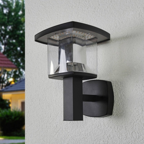 Lindby - Askan Buiten Wandlamp Black/Clear
