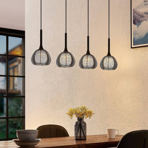 Lucande - Tetira 4 Long Hanglamp Black