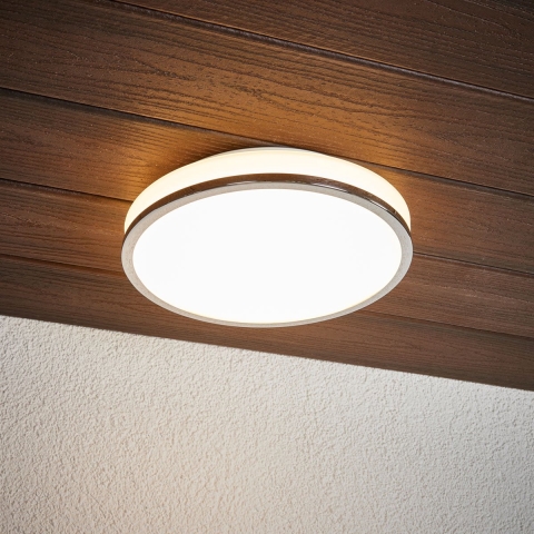 Lindby - Lyss Round LED Plafondlamp IP44 Ø28 Chrome