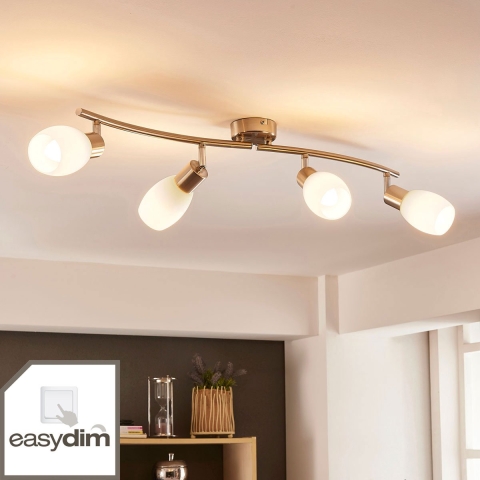 Lindby - Arda 4 Plafondlamp L70 Stainless Steel/Opal