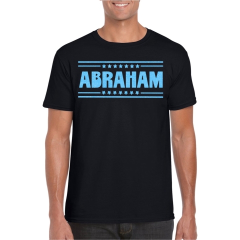 Verkleed T-shirt voor heren - abraham - zwart - glitter blauw - verjaardag/themafeest - 50 jaar L -