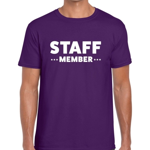 Staff member / personeel tekst t-shirt paars heren XL -