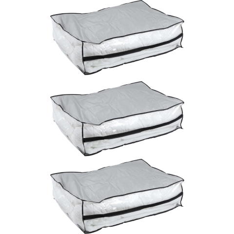 Opbergtas/beschermhoes beddengoed/kleding - 3x - voor onder bed - 85 x 60 x 25 cm -