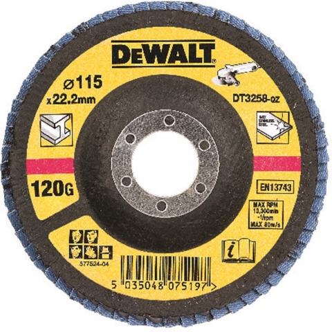 DeWalt Accessoires Lamellen schuurschijf gebogen, Ø115mm, K120 - DT3258-QZ - 10 stuks - DT3258-QZ
