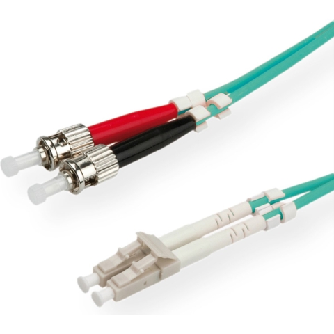 VALUE F.O. kabel 50/125µm OM3, LC/ST, turkoois, 10 m
