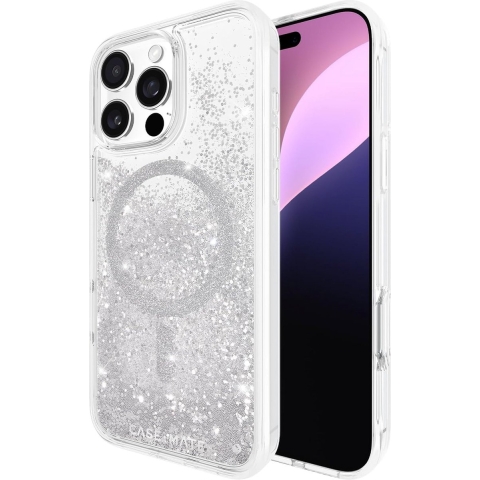 Case-Mate Waterfall Backcover Apple iPhone 16 Pro Max Zilver (stereffect) Inductieve lading, MagSafe compatible