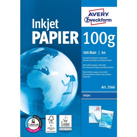 Avery-Zweckform PAPIER 100 Premium Quality Paper 2566 Printpapier, kopieerpapier DIN A4 100 g/m² 500 vellen Helderwit