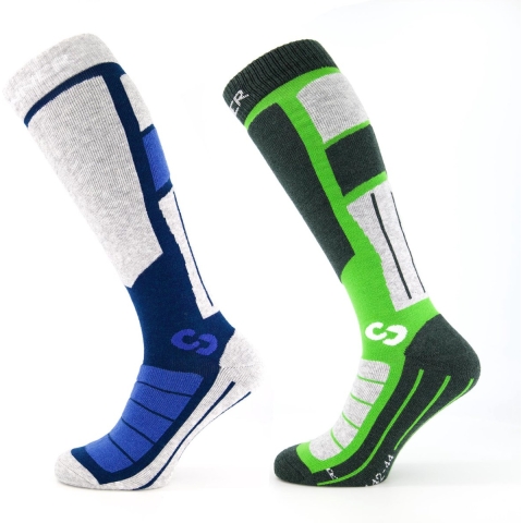 Sinner PRO SOCKS II skisokken 2-pack groen/blauw, 39-41