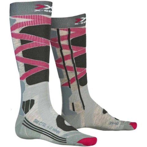 X-Socks Ski Control 4.0 W skisokken grijs/paars dames, 41-42