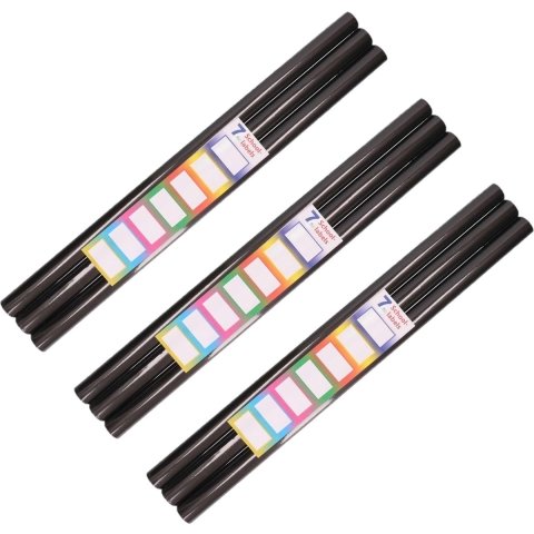 9x Rollen kadopapier / schoolboeken kaftpapier zwart met labels 200 x 70 cm -