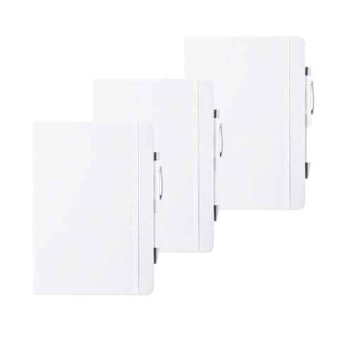 Set van 3x stuks luxe notitieboekje gelinieerd wit met elastiek en pen A5 formaat -