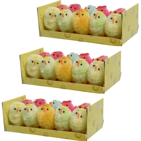 30x stuks paaskuikentjes met bloem - 5 cm -